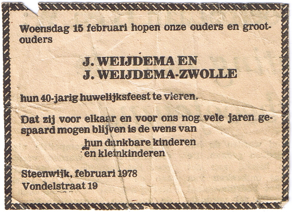 Klik voor foto in apart venster johannes_weijdema_en_jantje_zwolle_krant_40_jaar_getrouwd.jpeg